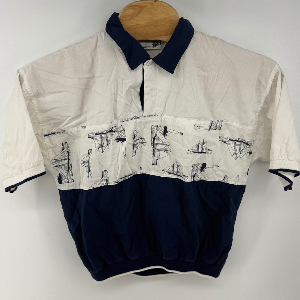 Pierre Cardin Men *READ Vintage 90s Nautical Sailboat Colorblock Windshirt